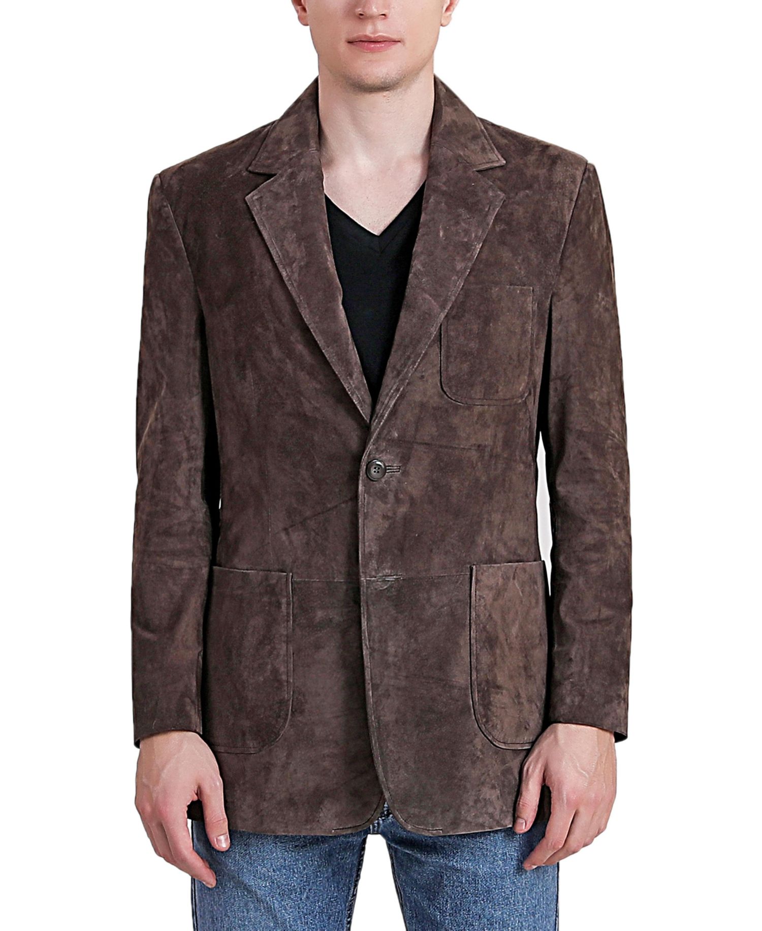Men's Steve Two-Button Suede Leather Blazer