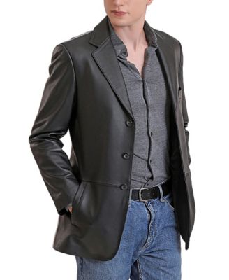 Men's Men Leroy Three Button Lambskin Leather Blazer