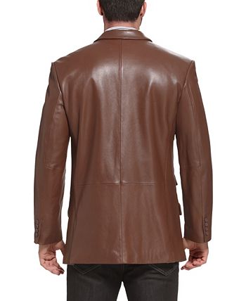 BGSD Men Peaked Lapel Two-Button Leather Blazer - Macy's