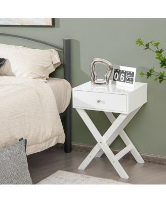 Modern X-Shaped Nightstand with Drawer for Living Room Bedroom