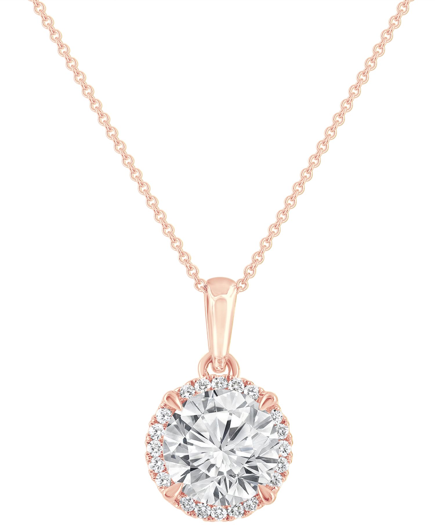 Badgley Mischka Certified Lab Grown Diamond Halo 18" Pendant Necklace (2 ct. t.w.) in 14k Gold