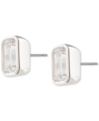 Cubic Zirconia Baguette Stud Earrings in Sterling Silver