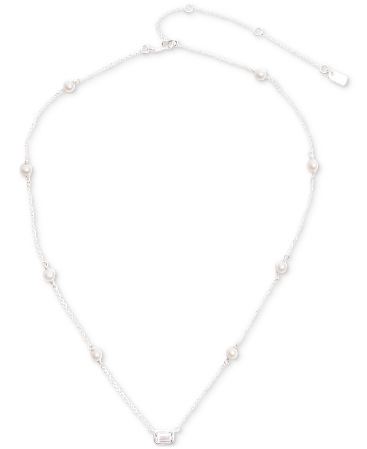 Lauren Ralph Lauren Freshwater Pearl (4 - 4-1/2mm) & Cubic Zirconia Collar Necklace  15