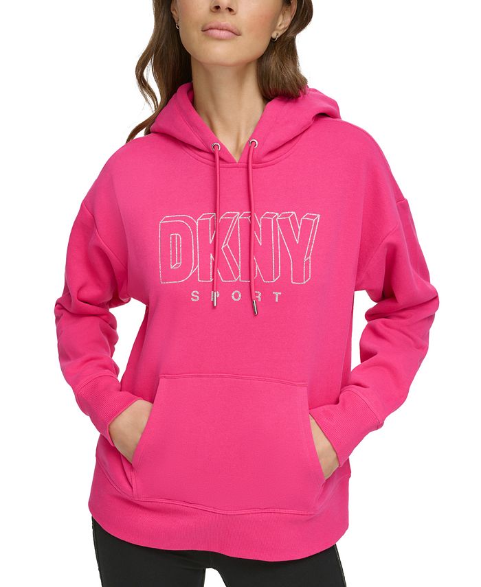 DKNY Women s Glitter Logo Pullover Hoodie Macy s