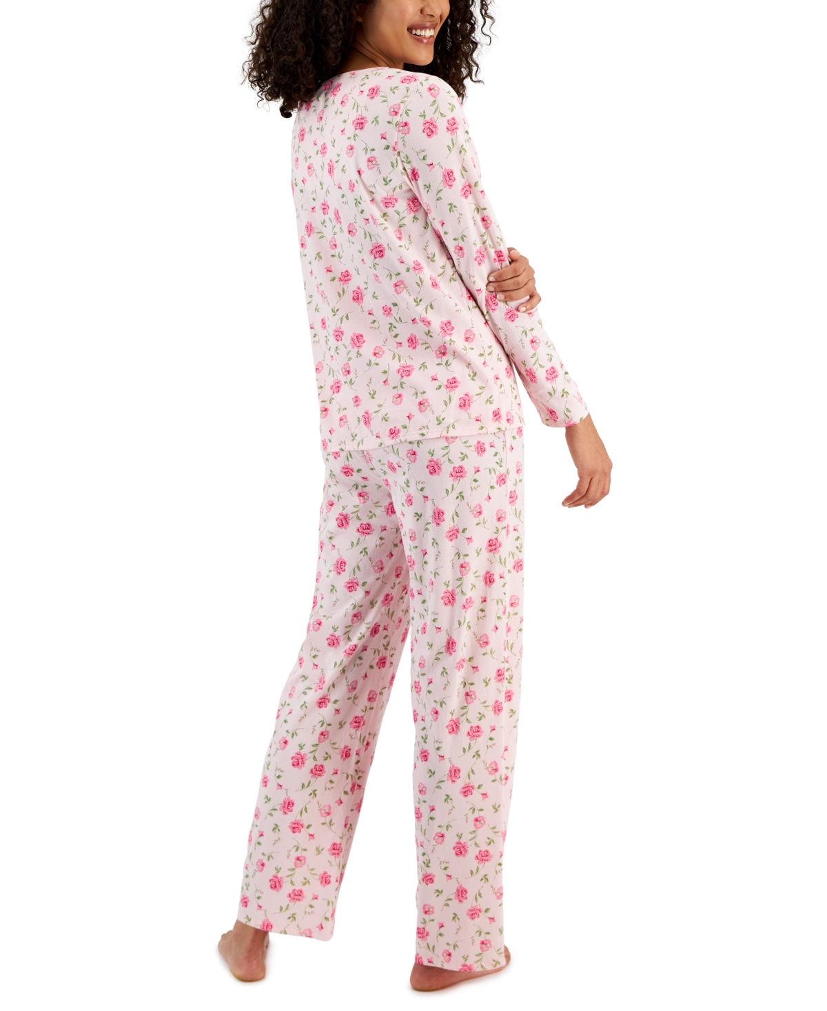 Charter Club Women's Cotton Long-Sleeve Lace-Trim Pajamas Set, Created for Macy's