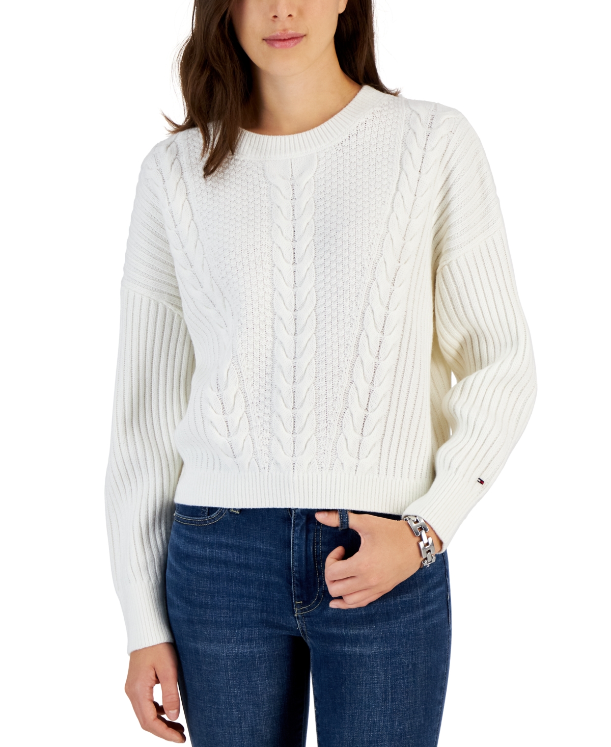 Tommy hilfiger off deals the shoulder sweater