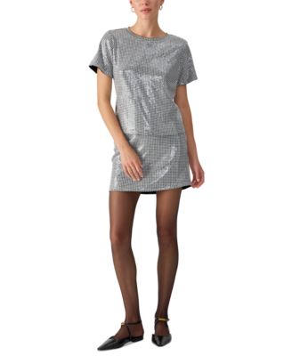 Sanctuary - Women's Short-Sleeve Houndstooth Sequin Top