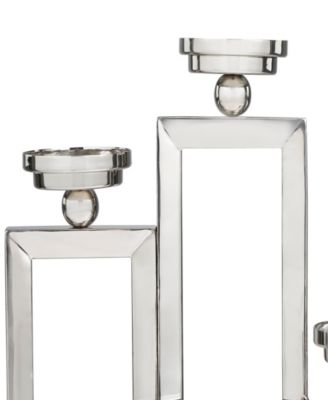 Stainless Steel Open Frame Geometric Candelabra with Various Rectangles, 16" x 5" x 16"