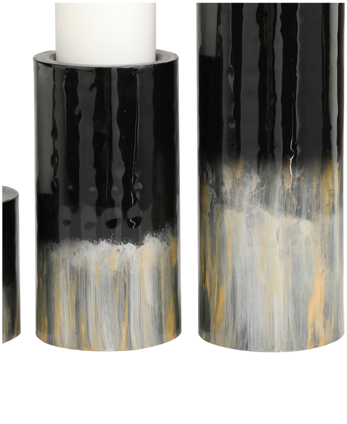 Metal Colorblock Candle Holder with Gold-Tone and Silver-Tone Streaks 11