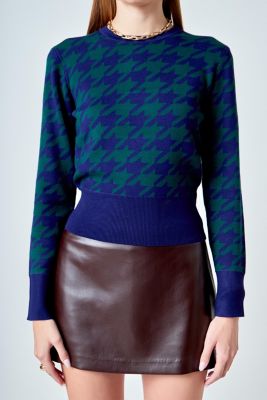 Women's Knit Houndstooth Sweater