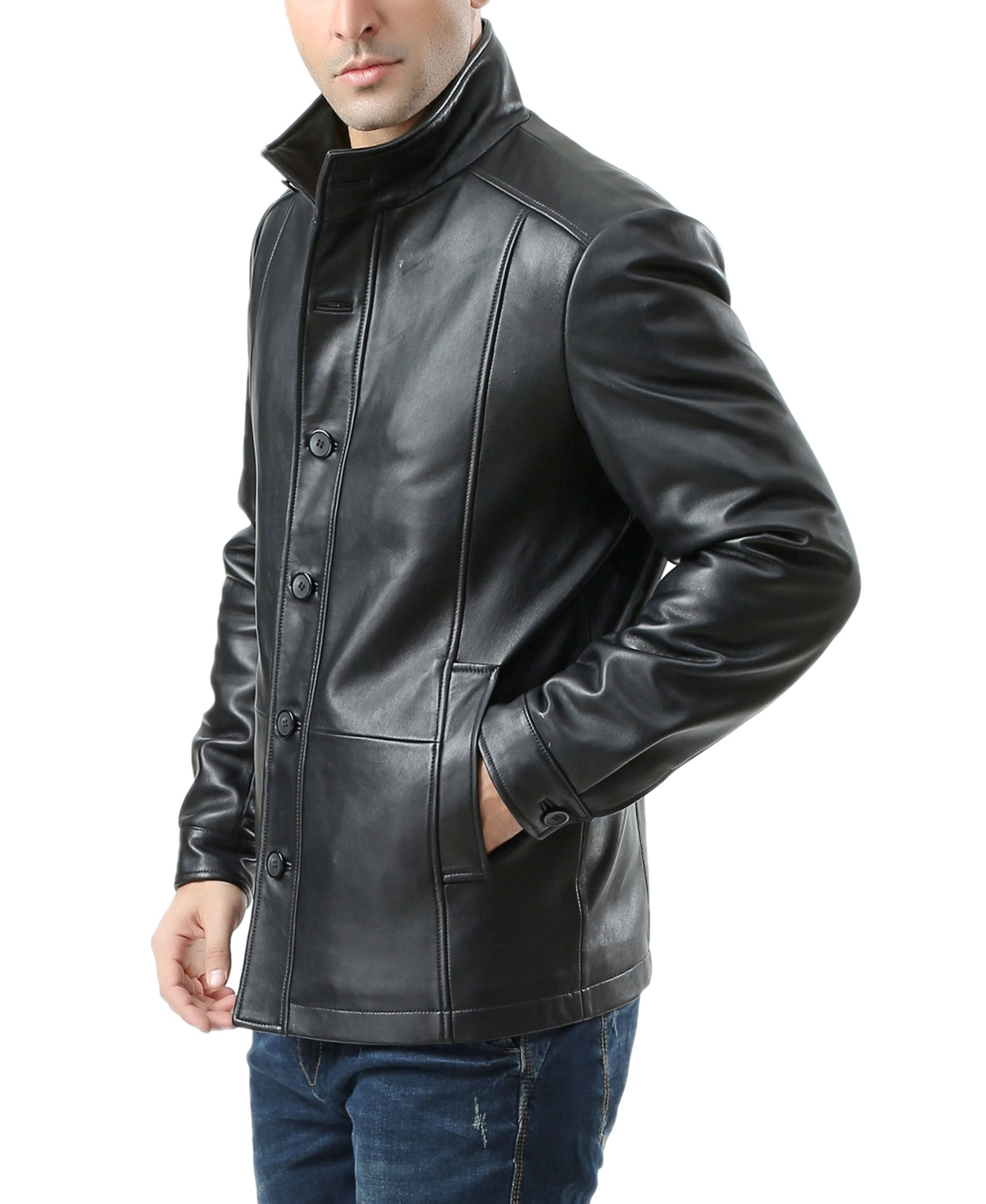 Bgsd Men Brady Leather City Jacket In Black ModeSens