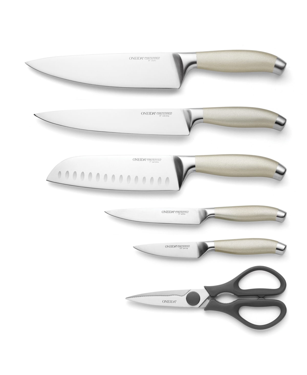 Oneida Preferred 7 Piece Stainless Steel Cutlery Set In Metallic And Stainless