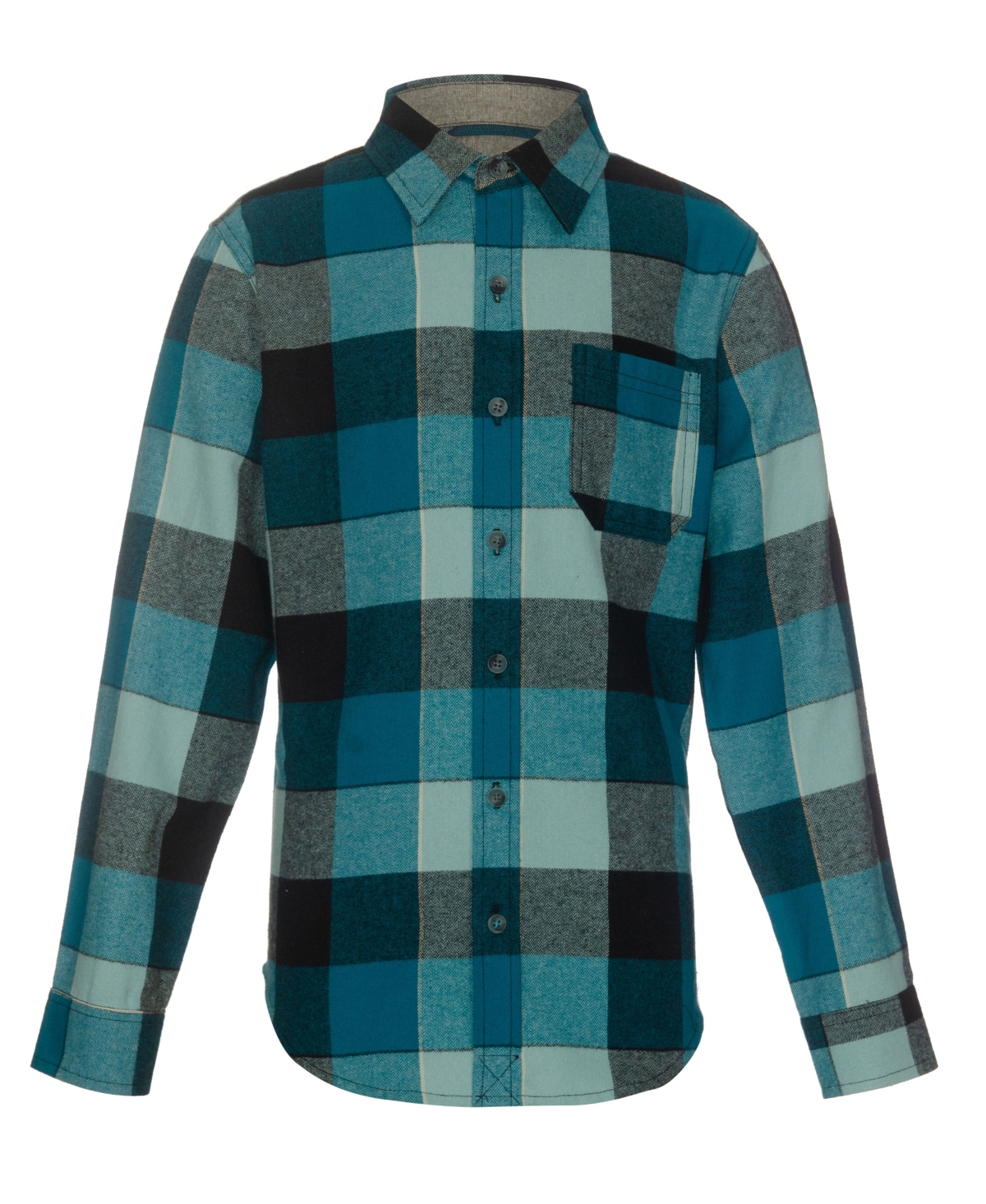 Univibe Kids' Big Boys Long Sleeves Portsmith Brushed Flannel Button Front Shirt In Marine Blue