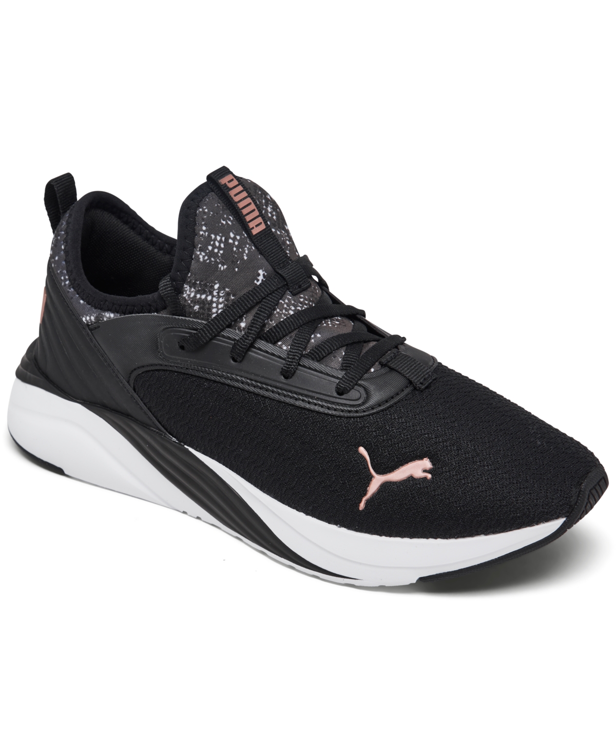 Puma Women's Soft Ride Ruby Luxe Snakeskin Running Sneakers From Finish Line In Black,pristine