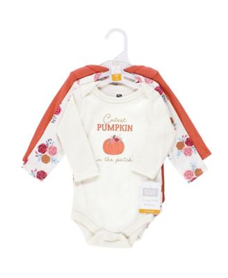 Cotton Long-Sleeve Bodysuits, Cinnamon Prints 3-Pack
