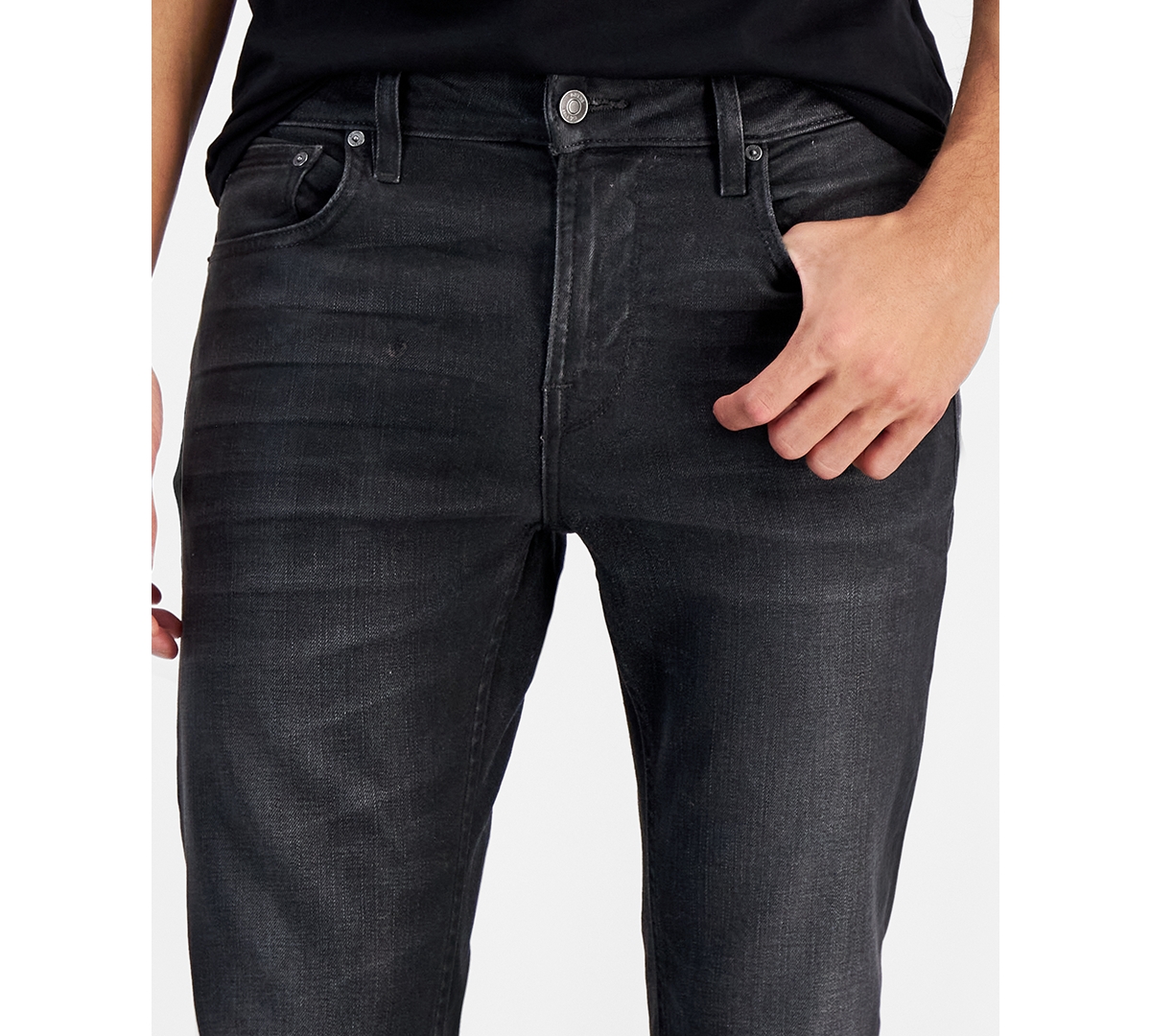 Shop Guess Men's Slim-straight Jeans In Slick Black Coated