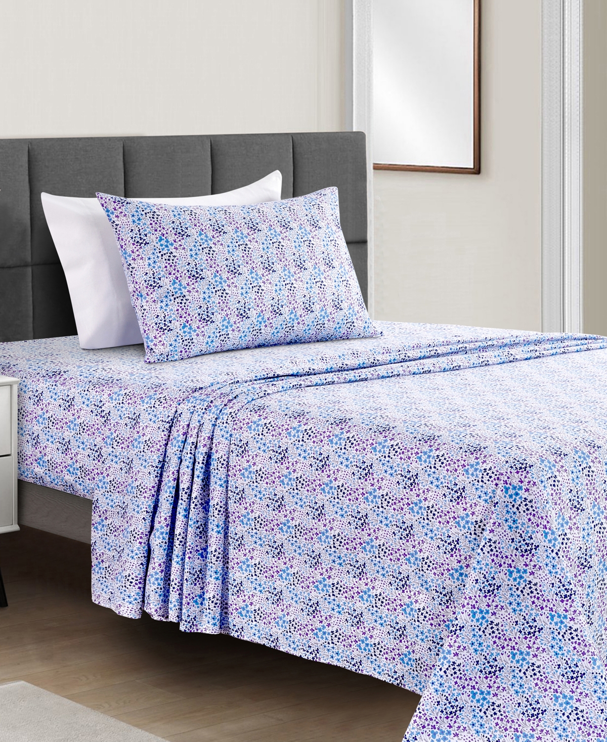Sunham Microfiber Easy Care Printed 3-Pc. Sheet Set, Twin