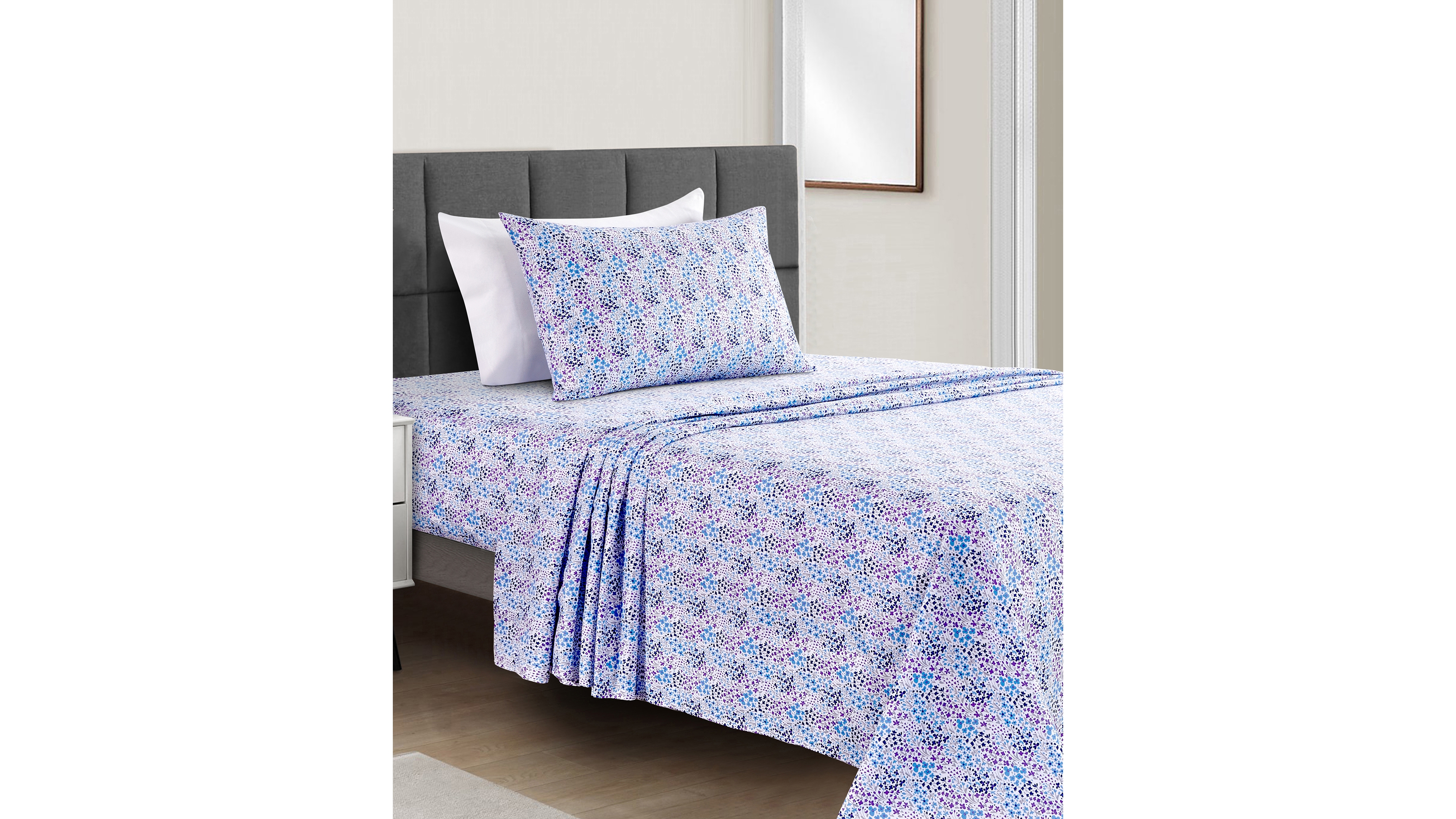 Sunham Microfiber Easy Care Printed 3-Pc. Sheet Set, Twin