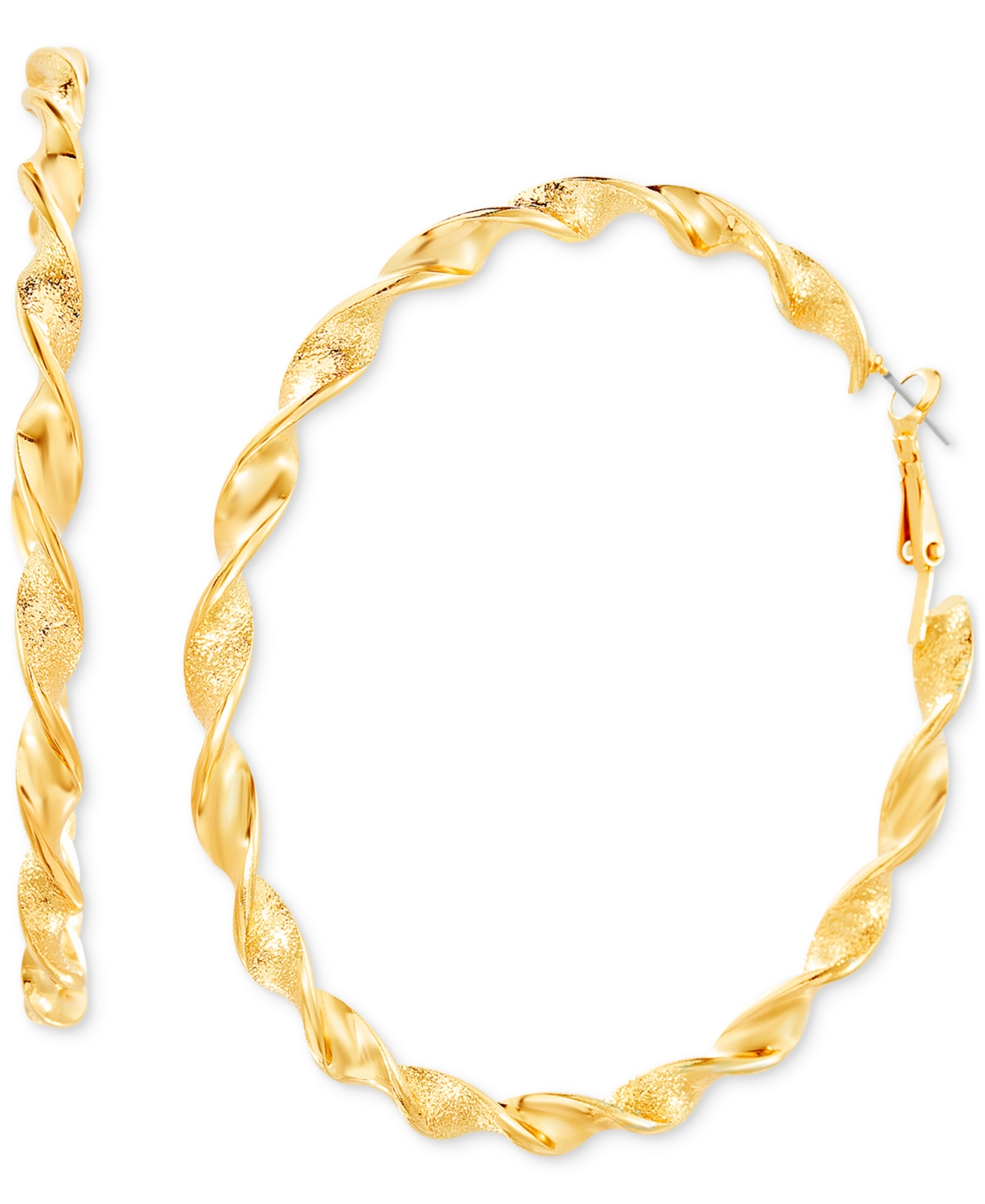 Gold-Tone Twisted Large Hoop Earrings, 3" - Gold
