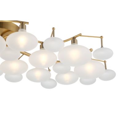 Warm Brass 12-Light Frosted Glass Shade 30.25" Wide Modern Fixture Ceiling Light Semi Flush Mount