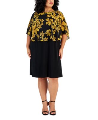 Connected - Plus Size Printed Overlay Sheath Dress
