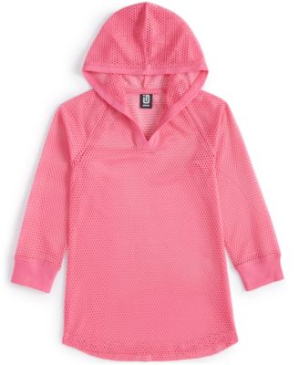 ID Ideology - Big Girls Mesh Long-Sleeve Hooded Cover-Up