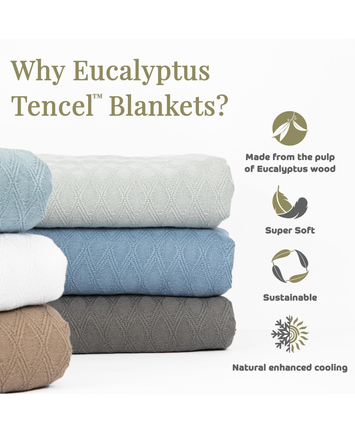 Aston and Arden Tencel Lyocell Bed Blanket, Bed Size 108x90 in. (Color Options) - Premium Eucalyptus and Cotton All Season Heavy Weight Soft and