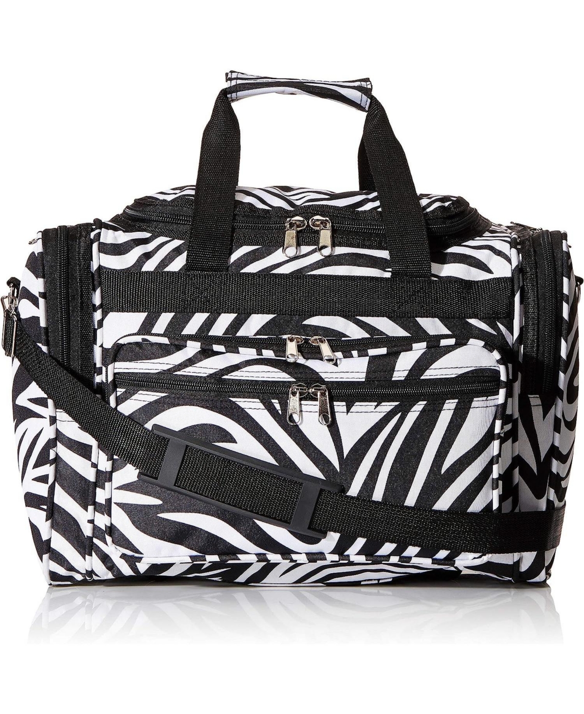 16-Inch Zebra Gym Bag Duffle Bag - Pink trim zebra