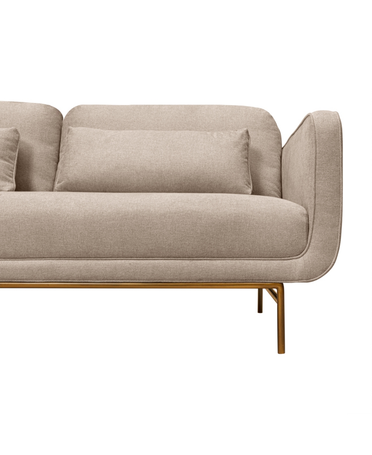 Shop Armen Living Lilou 77" Polyester, Nylon With Metal Legs Sofa In Beige,antique Brass