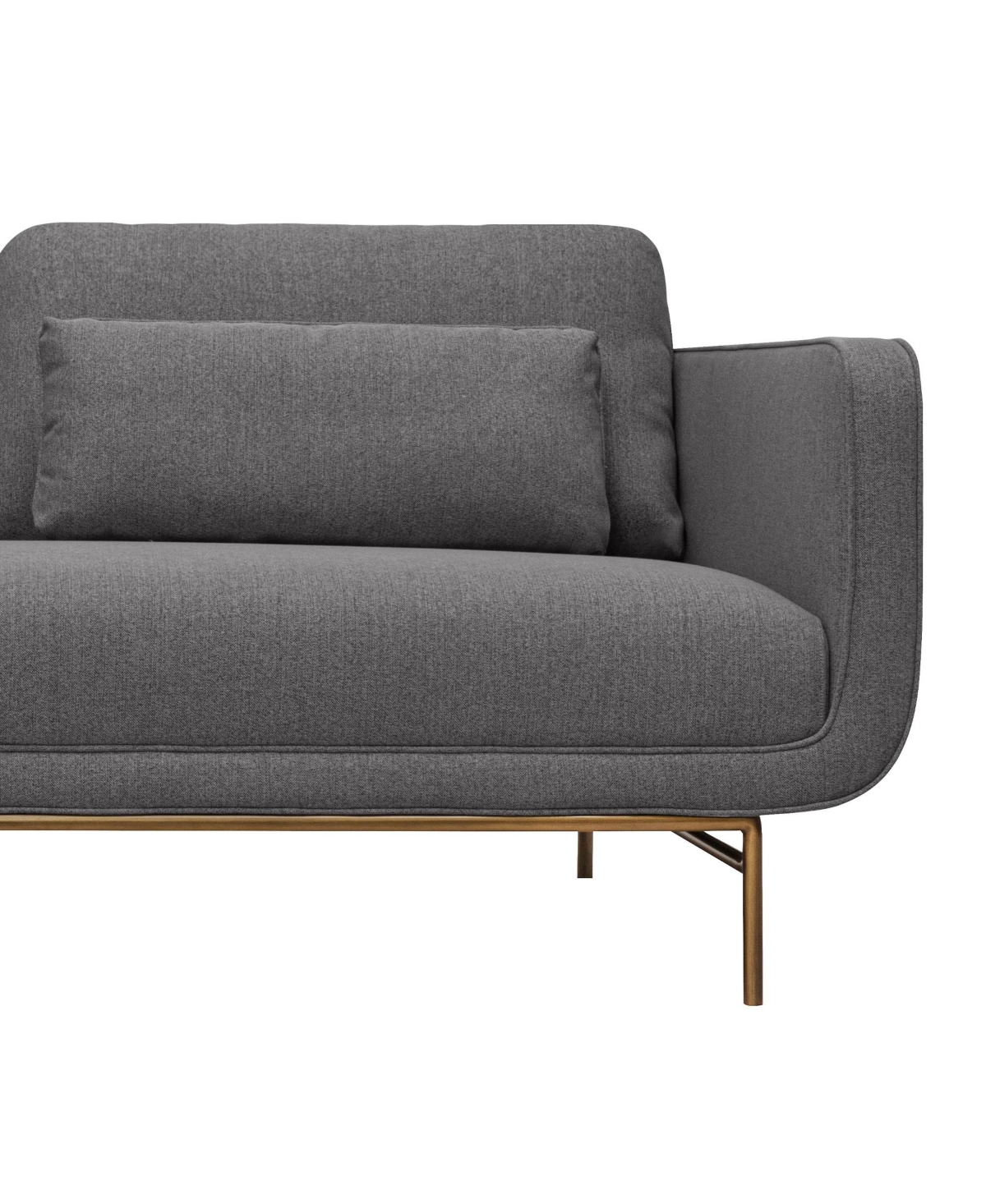 Shop Armen Living Lilou 77" Polyester With Metal Legs Sofa In Gray,antique Brass