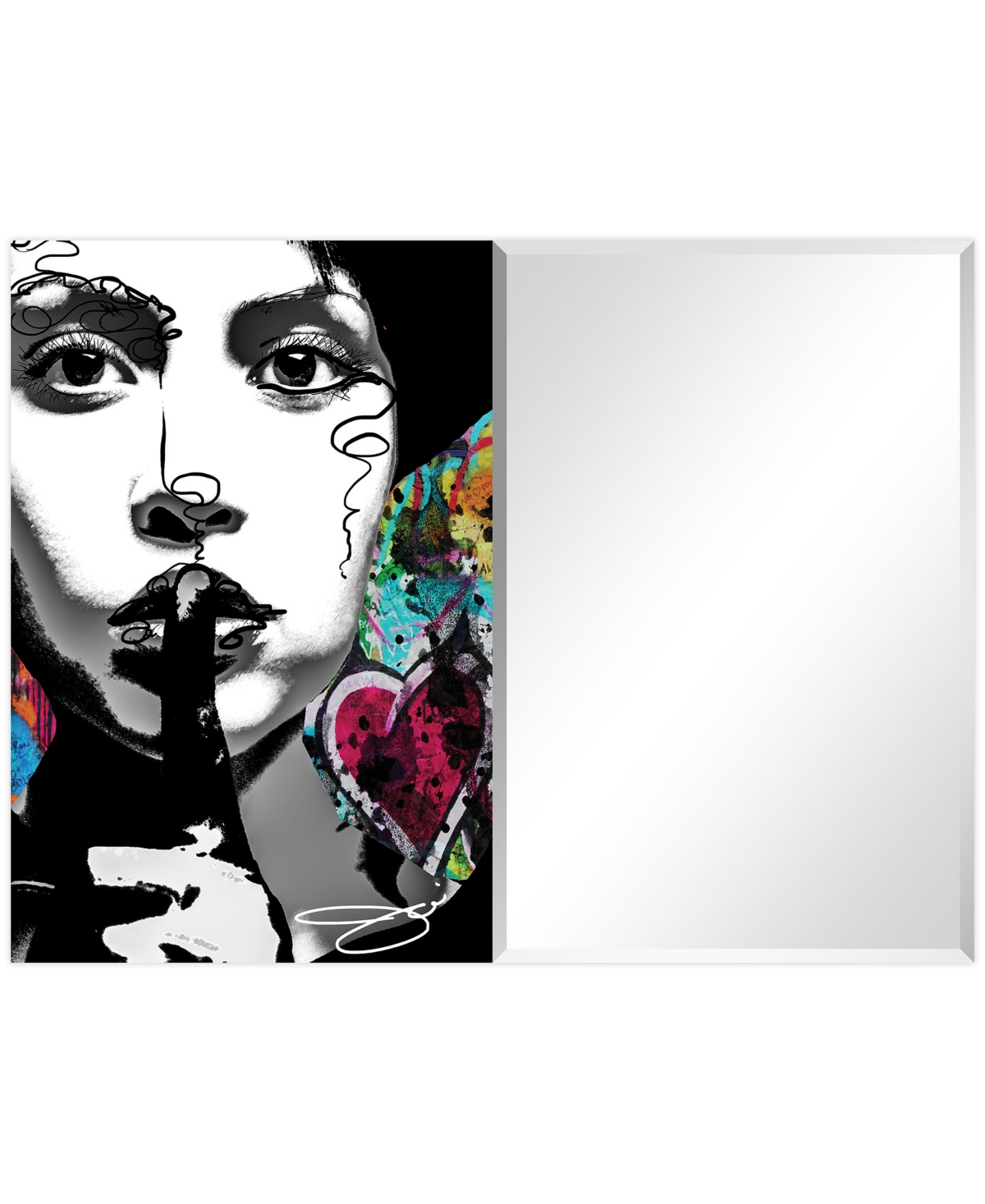 Empire Art Direct "secrets" Rectangular Beveled Mirror On Free Floating Printed Tempered Art Glass, 36" X 48" X 0.4" In Multi-color