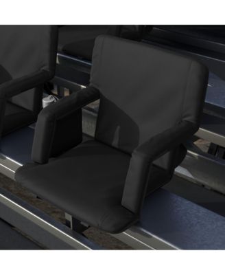 Set Of 2 Portable Stadium Chairs With Armrests, Reclining Padded Back & Seat, Lightweight Metal Frame & Backpack Straps, Storage Pockets