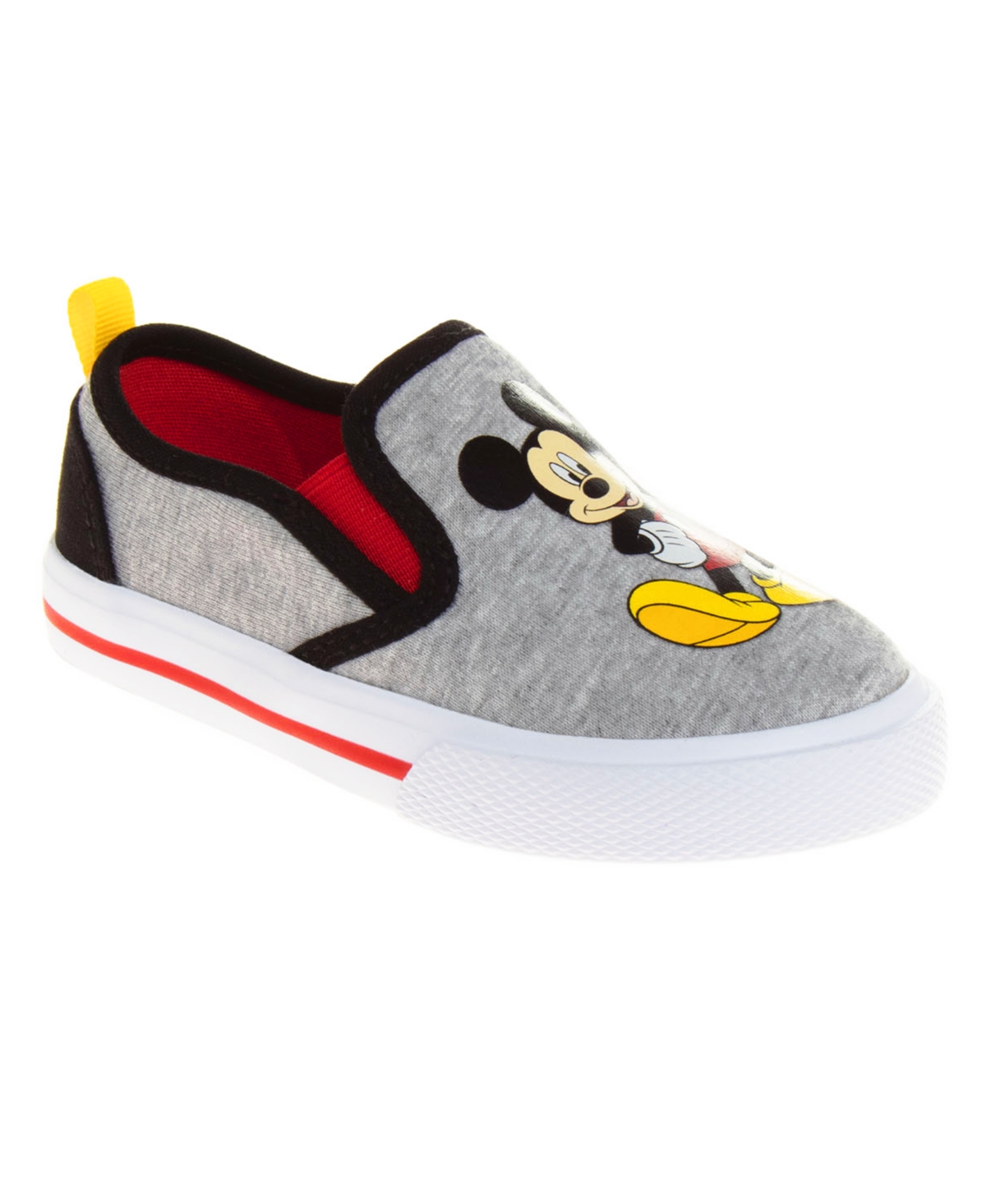 Disney Little Boys Mickey Mouse Slip On Canvas Sneakers In Gray,red