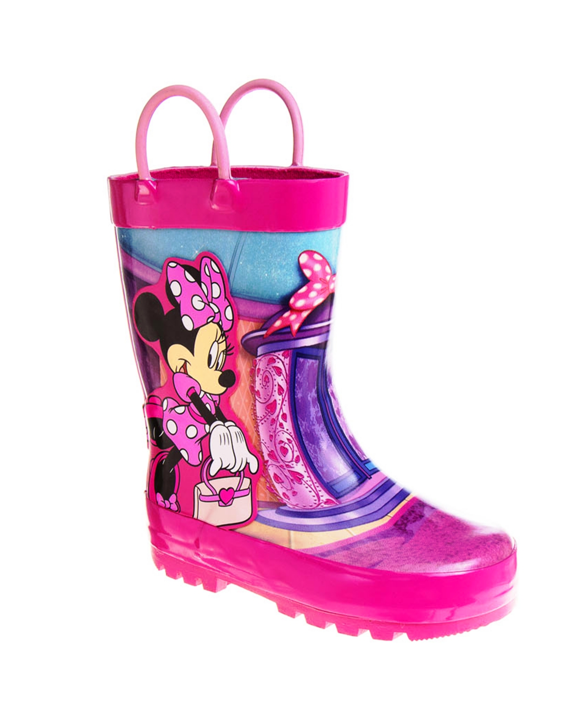 Disney Kids' Little Girls Minnie Mouse Slip On Rain Boots In Fuchsia