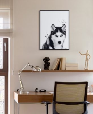 "Siberian Husky" Pet Paintings on Printed Glass Encased with a Black Anodized Frame, 24" x 18" x 1"
