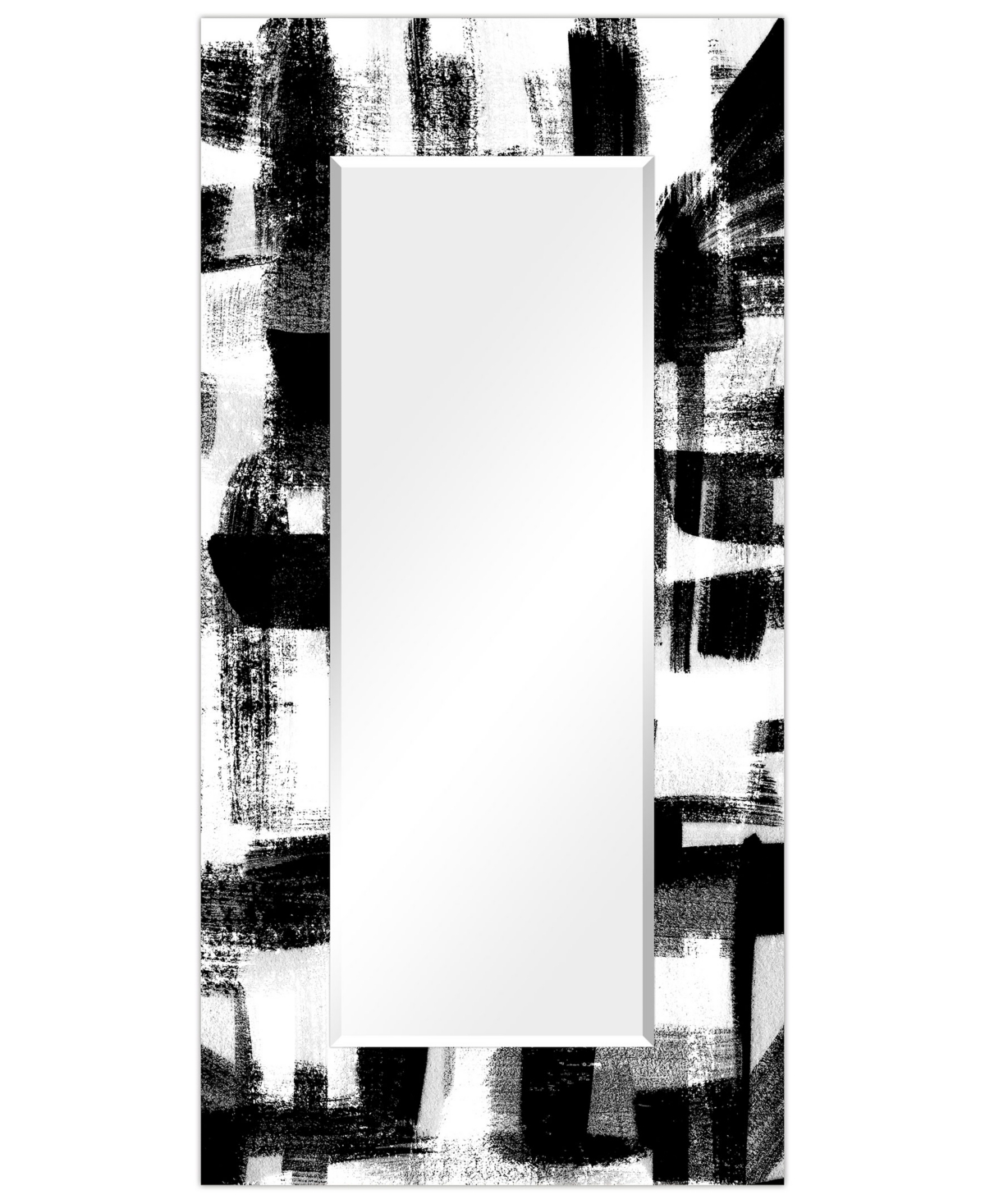 Empire Art Direct "jam Session Ii" Rectangular Beveled Mirror On Free Floating Printed Tempered Art Glass, 72" X 36" X In Black,white