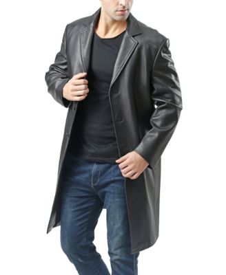 Men Leather Long Walking Coat