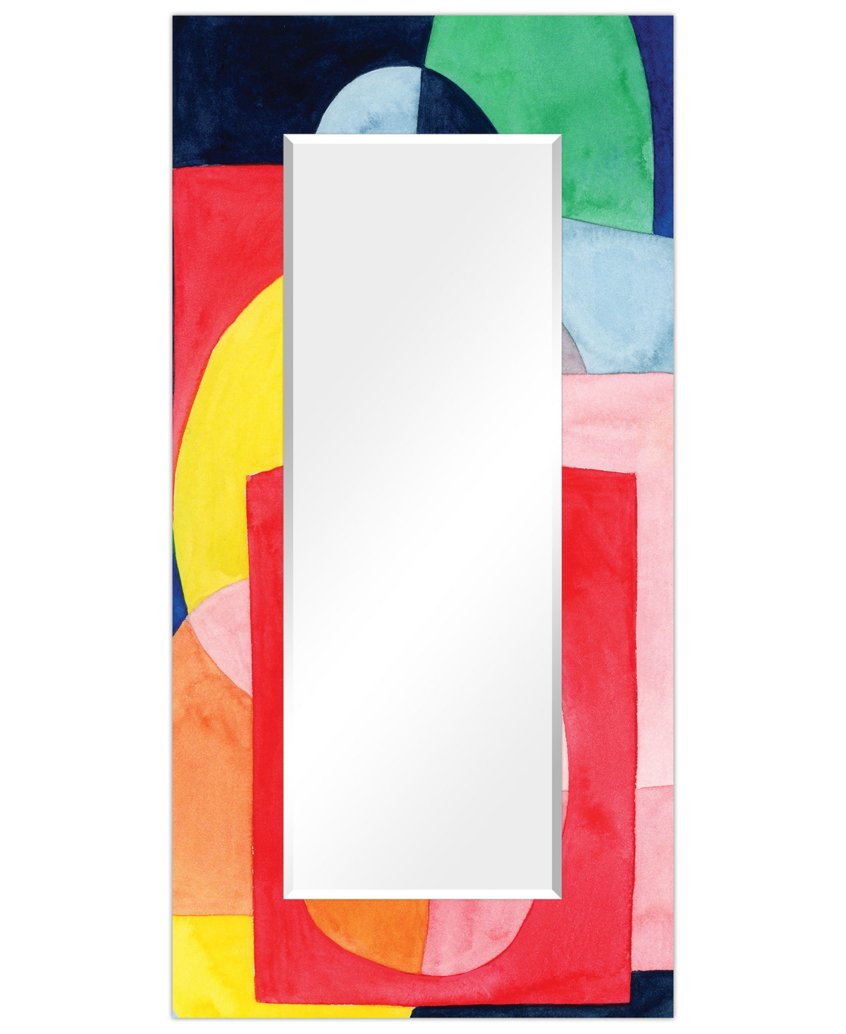 Empire Art Direct "launder Ii" Rectangular Beveled Mirror On Free Floating Printed Tempered Art Glass, 72" X 36" X 0.4 In Multi-color