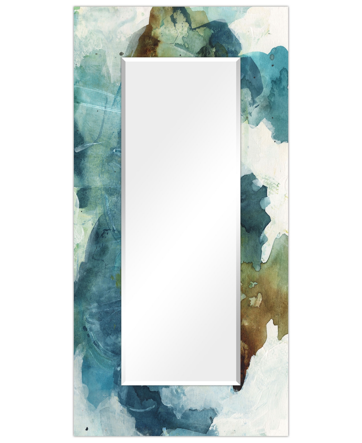 Empire Art Direct "blue Sky" Rectangular Beveled Mirror On Free Floating Printed Tempered Art Glass, 72" X 36" X 0.4" In Green