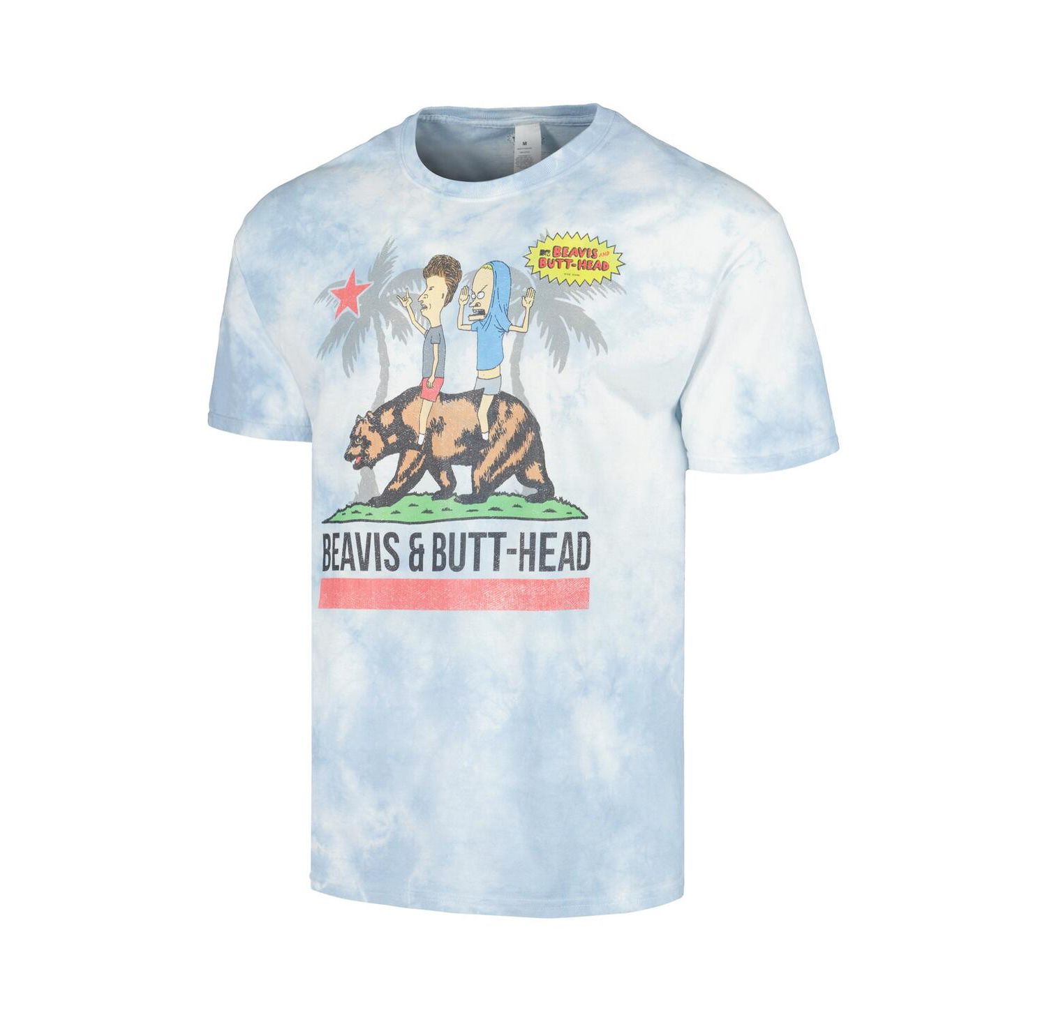 Men's and Women's White Beavis and Butt-Head Riding Cali Bear Graphic T-shirt