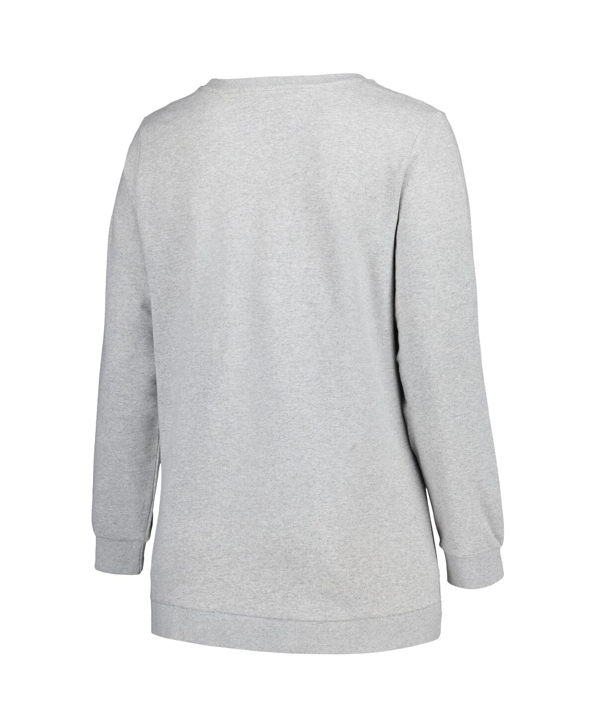 Shop Profile Women's  Heather Gray Nebraska Huskers Plus Size Side Stripe Pullover Sweatshirt