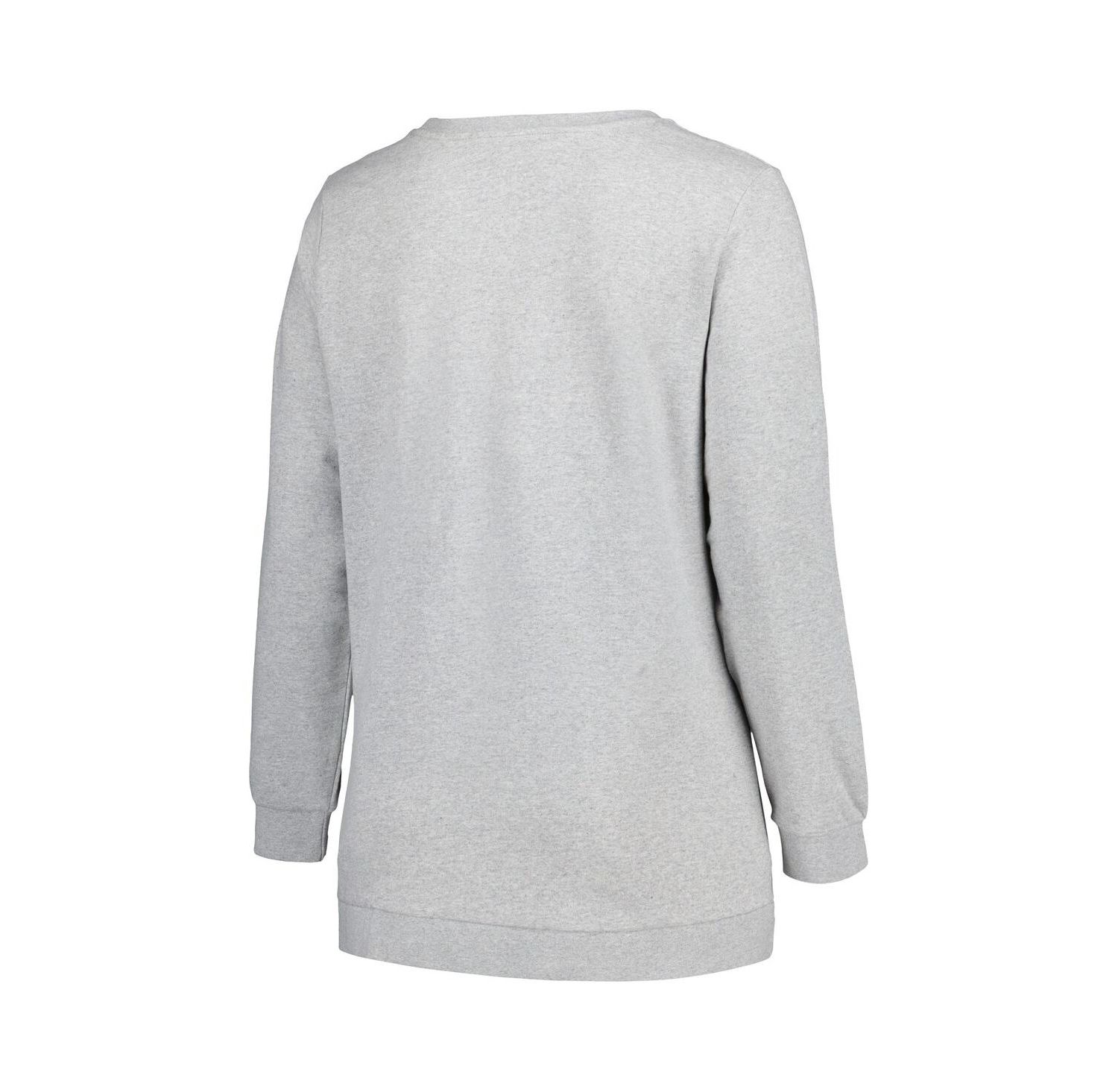 Women's Heather Gray Nebraska Huskers Plus Size Side Stripe Pullover Sweatshirt