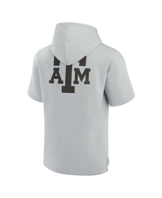 Men's and Women's Gray Texas A&M Aggies Super Soft Fleece Short Sleeve Pullover Hoodie