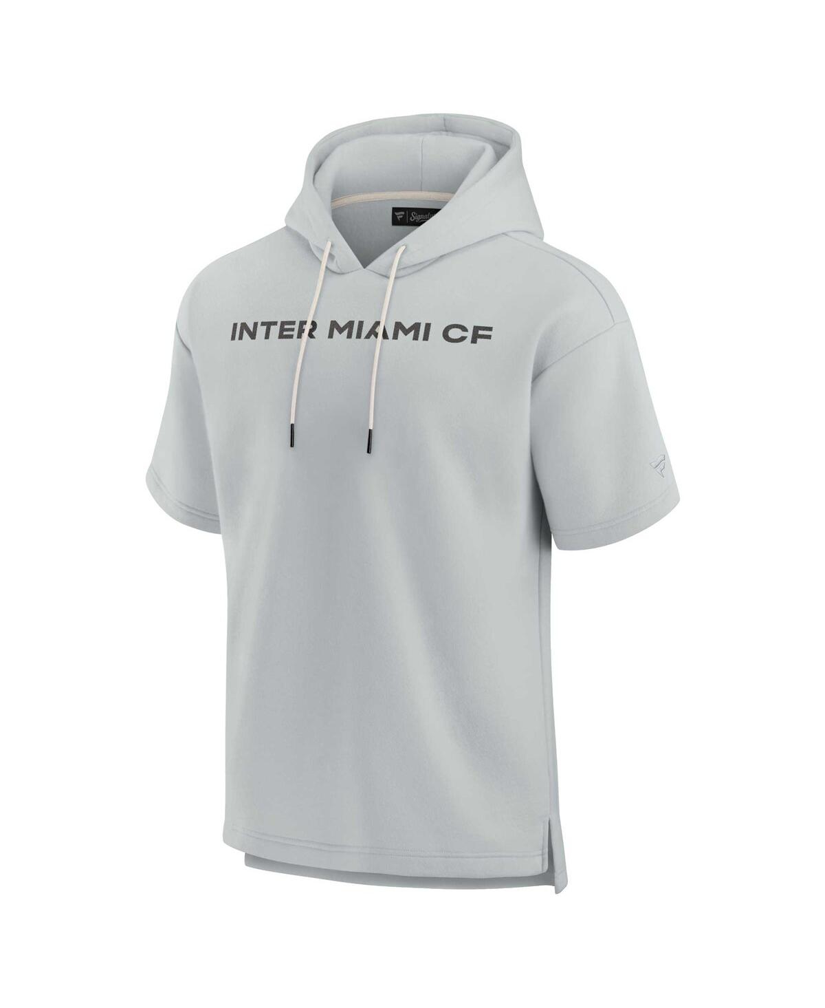 Shop Fanatics Signature Men's And Women's  Gray Inter Miami Cf Super Soft Fleece Short Sleeve Pullover Hoo