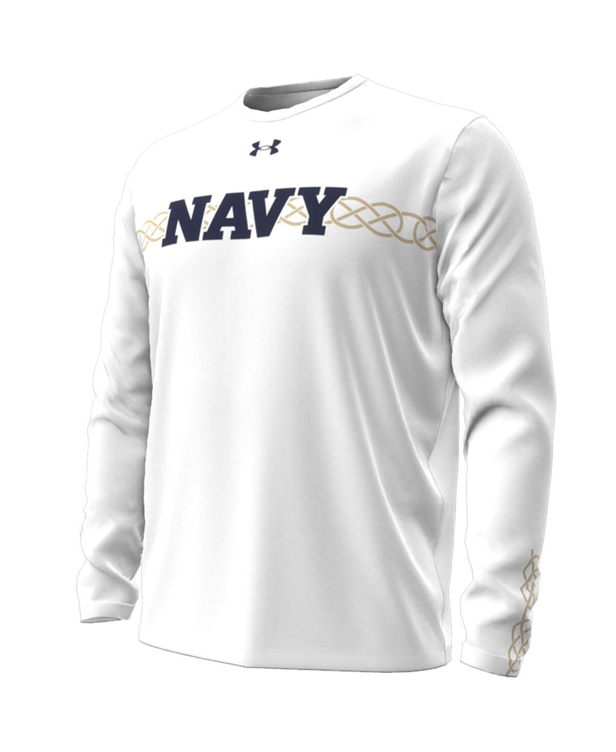 Under Armour White Navy Midshipmen 2023 Aer Lingus College Football Classic Performance Long Sleeve In White