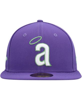 Men's Purple California Angels Cooperstown Collection Lime Side Patch 59FIFTY Fitted Hat