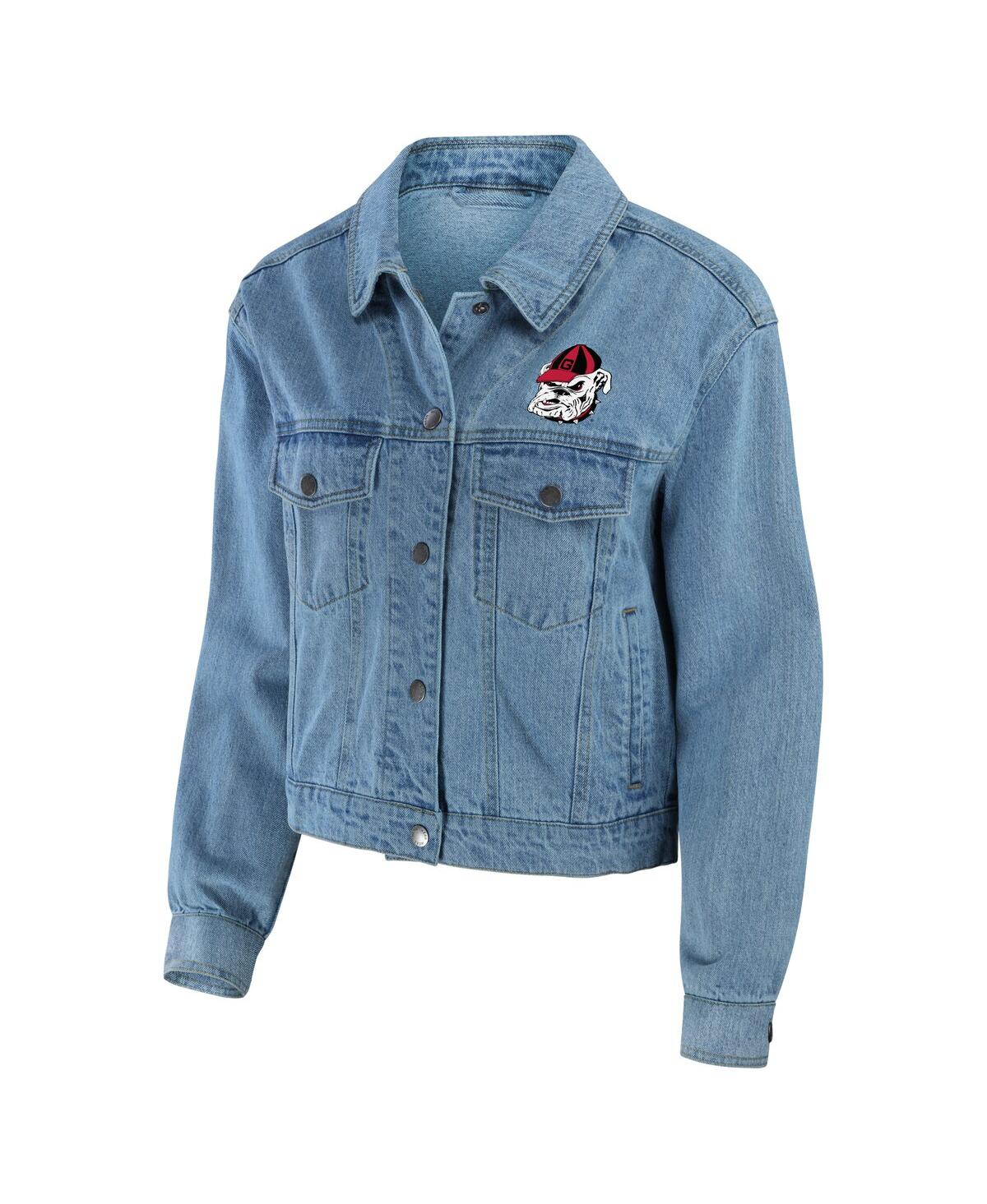Shop Wear By Erin Andrews Women's  Georgia Bulldogs Button-up Denim Jacket