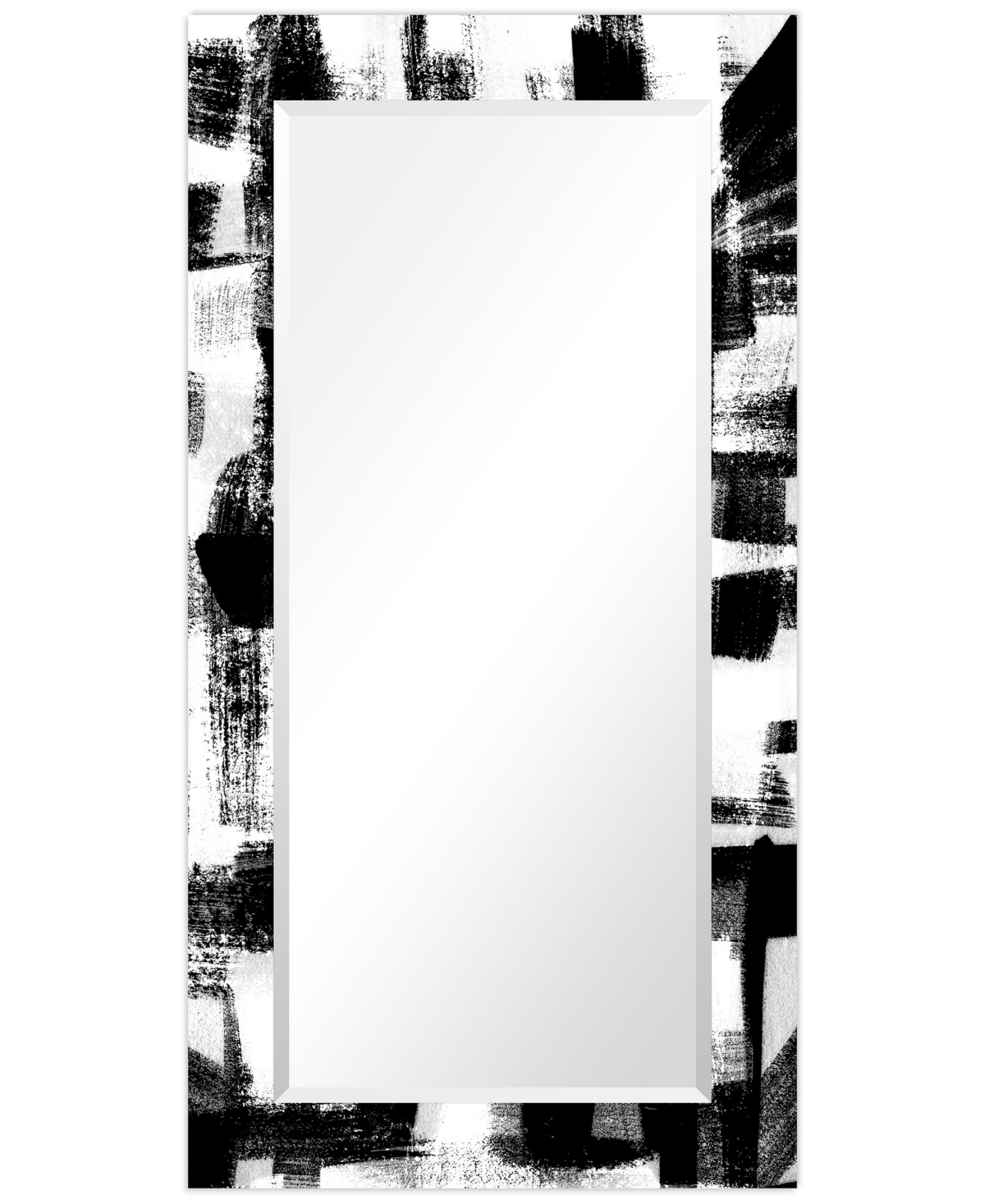 Empire Art Direct "newsflash Ii" Rectangular Beveled Mirror On Free Floating Printed Tempered Art Glass, 54" X 28" X 0 In Black,white