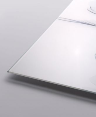 "Three Blue TuLIps" Frameless Free Floating Tempered Glass Panel Graphic Wall Art, 48" x 24" x 0.2"