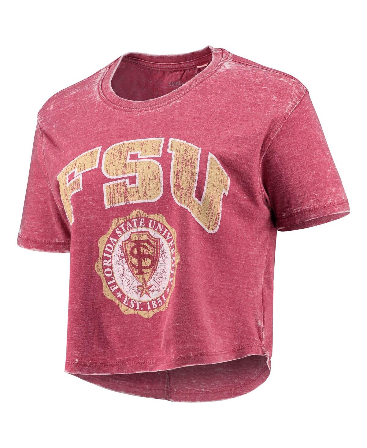 Women's PressboxDistressed Florida State Seminoles Edith Vintage-Like Burnout Crop T-shirt - Garnet